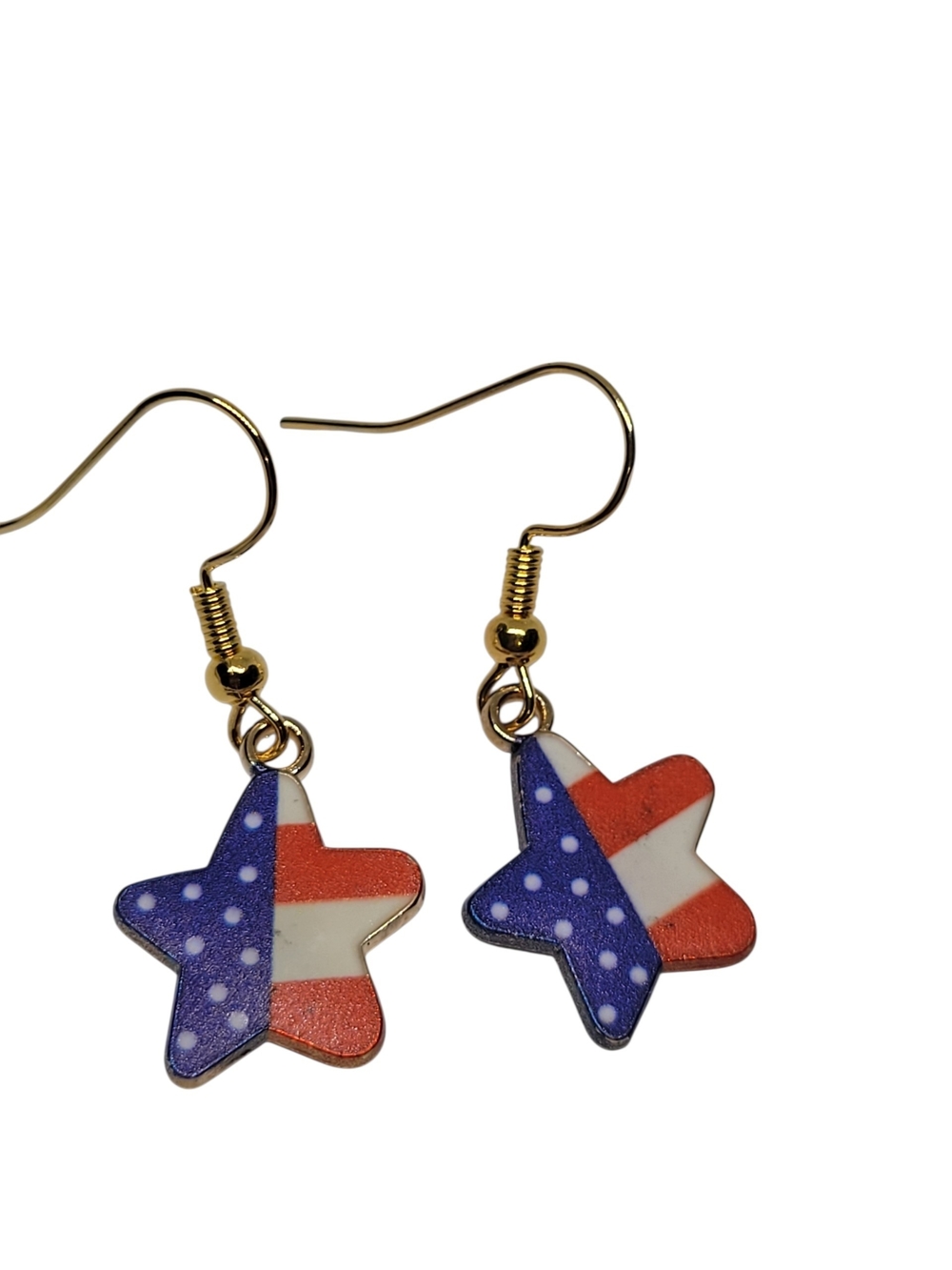 Star Flag Dangle Earrings - Red White Blue